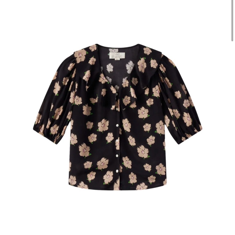 Trovata Silk Blend Floral Blouse, XS